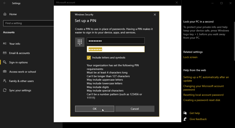 Type and confirm your PIN