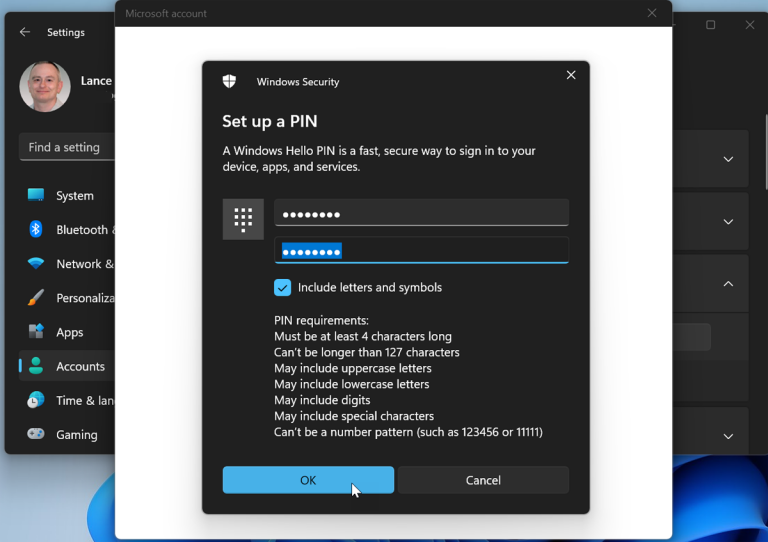 Type and confirm the PIN